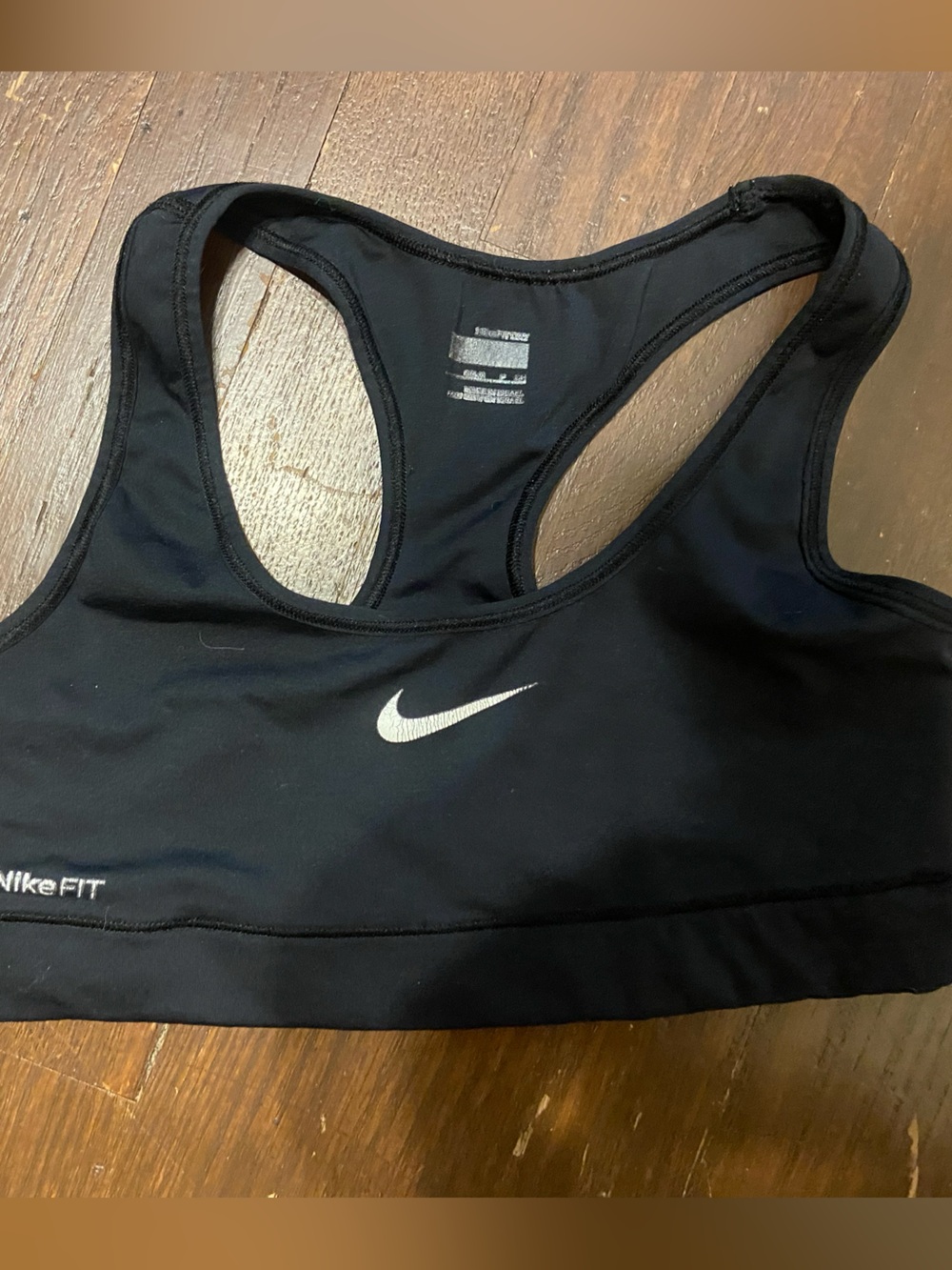 Nike Black Racerback Dri-FIT Sports Bra with White Swoosh
